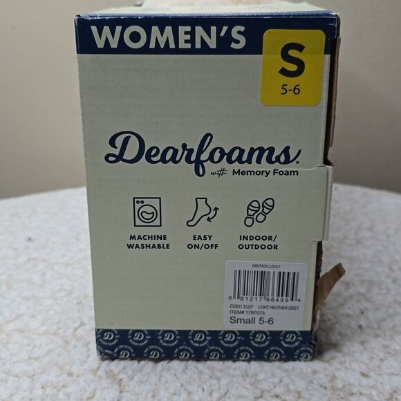 Dearfoams w/ Memory Foam - Women's Slippers, Light Heather Grey, NEW in Box - Picture 2 of 6